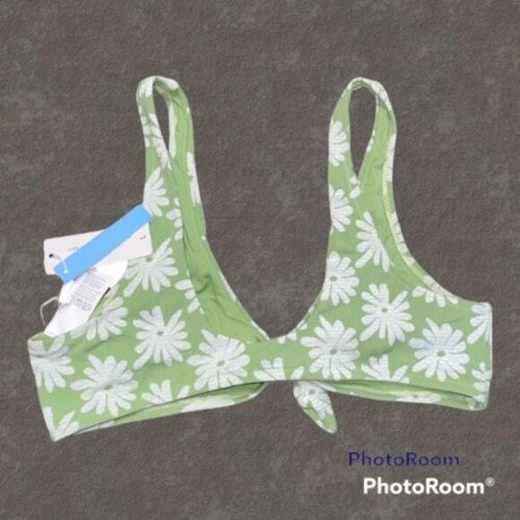 NWT- Cupshe Light Green Daisy Floral Knotted Tank Bikini Top Women’s Large - Picture 4 of 6